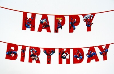 Банер гирлянд Happy Birthday, Спайдърмен, 3,00 м дължина /Pe/