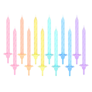 Свещички спирали, микс пастелни цветове, 12 бр. в опаковка /Pp/