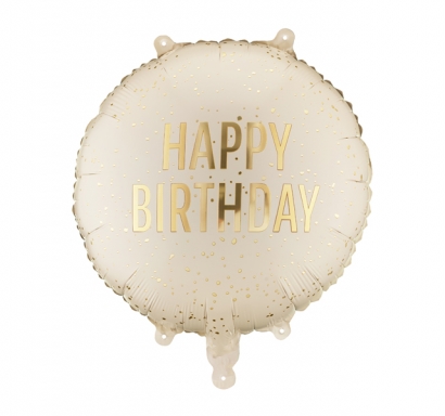 Фолиев балон Happy Birthday, цвят крем, 45см /Pd/