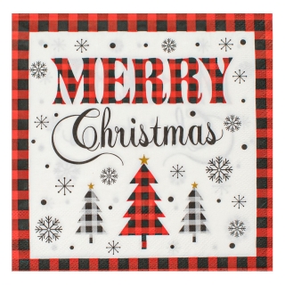 Парти салфетки Весела Коледа, елха, снежинки, 20 бр в пакет /mb/