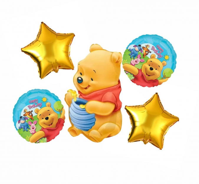 Комплект 5 бр. фолиеви балони Мечо Пух /Pe/