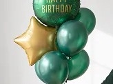 Фолиев балон Happy Birthday, цвят тъмно зелен, 45см /Pd/