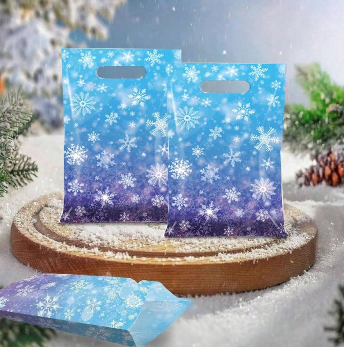 Подаръчни торбички, пликове за сладки Снежинки, Коледа, 16х25см, 20 бр. в опаковка /Ch/