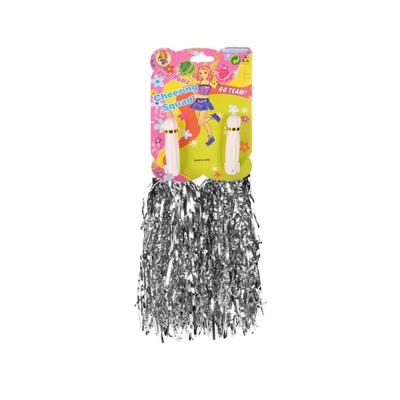 Помпон в цвят сребро гланц, 2бр. в опаковка /Km/