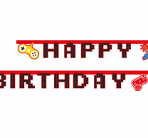 Банер гирлянд с текст Happy Birthday, Плейстейшън, джойстик, игра, 2,00 м /Gd/
