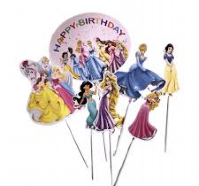 Топер за мъфини и торта Дисни Принцеси, 8 брoя /Pe/