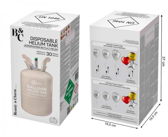 Бутилка с хелий за надуване на до 30 балона  /Gd/