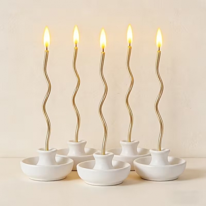 Свещи за торта спирали, 12бр., цвят злато, 15,5см /Tm/