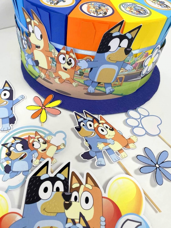 3Д Хартиена торта с персонализация Блуи и Бинго