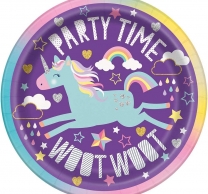 Хартиена парти чинийка Еднорог 18 см, Unicorn, 8 бр. в опаковка