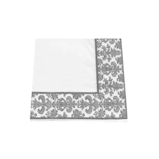 Салфетки бели със сребрист орнамент, 20бр. в пакет /Km/