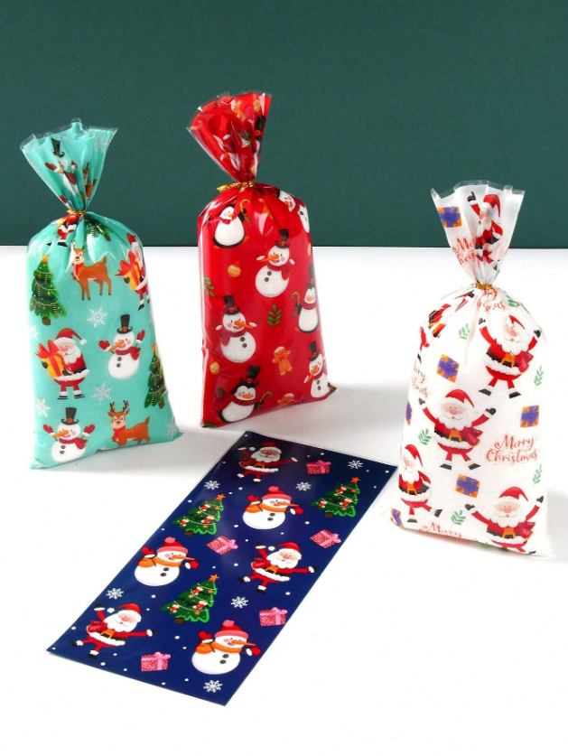 Подаръчни торбички, пликове за сладки, Коледа, Снежен човек, 12х27см, 25 бр. в опаковка /Ch/