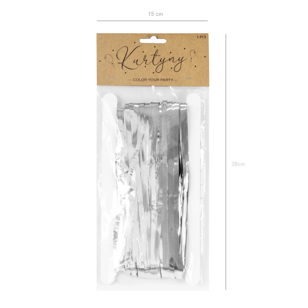 Ресни за декорация, лъскави, цвят сребро 100х250см /Pp/