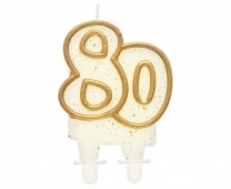 Свещичка за рожден ден, златен кант, юбилей 80 години /Gd/