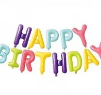 Фолиев надпис Happy Birthday различни пастелни цветове