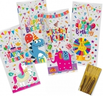 Подаръчни торбички целофан, животни Happy Birthday, 27х12,5см, 50бр. /Pe/