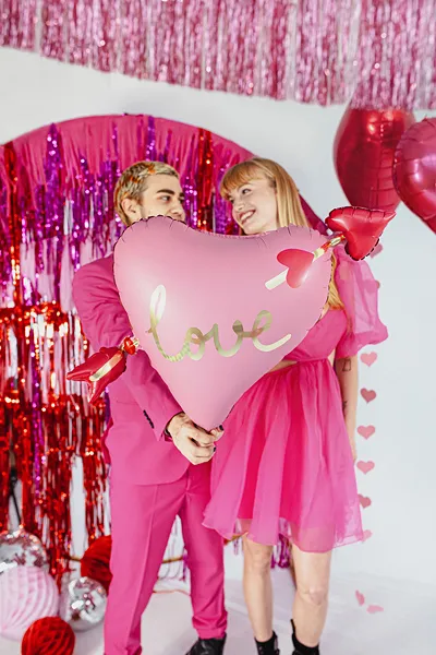 Фолиев балон Сърце със стрела „Love“, Свети Валентин, 76 см /Pd/