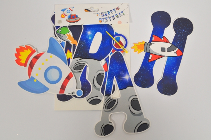 Банер гирлянд Космос, Happy Birthday, 2,5м. /Gx/