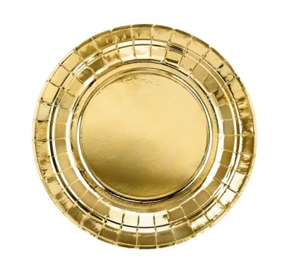 Хартиена чинийка злато гланц 18 см диаметър, 6 бр. пакет /Pd/