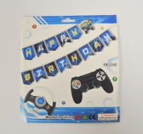 Банер гирлянд Геймърско парти, Happy Birthday, 2,5м. /Gx/