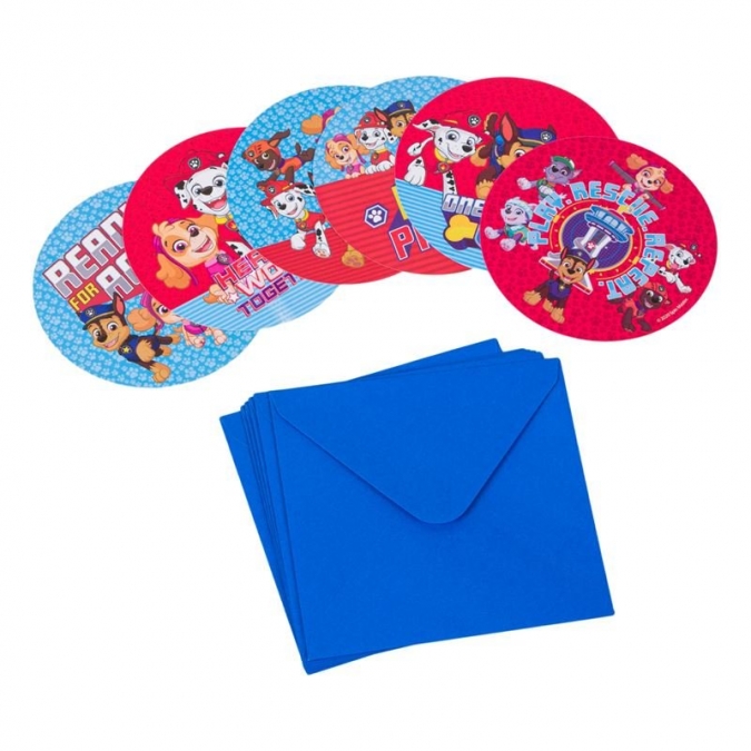 Покана за рожден ден Пес Патрул с включени пликове, 6 бр. в опаковка /mb/