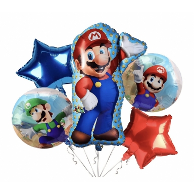 Комплект 5 бр. фолиеви балони Супер Марио /Pe/
