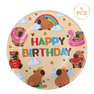 Хартиена парти чинийка Капибара 18 см, 6 бр. в опаковка /mb/