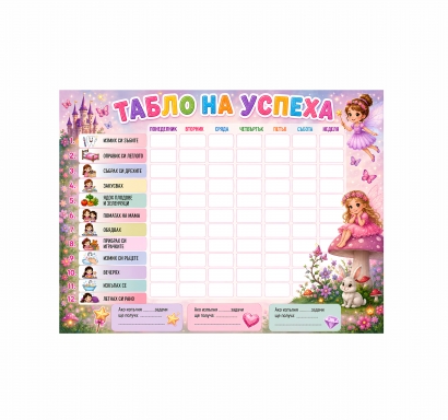 Табло на успеха, мотив Феи, Принцеси, 30х40 см с вкл. цветен маркер