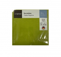 Парти салфетки маслинено зелени, 30 бр в пакет, 33х33 см /Kf/