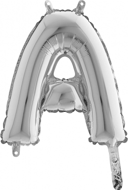 Фолиев мини балон, буква А цвят сребро - 35 см височина Gemar