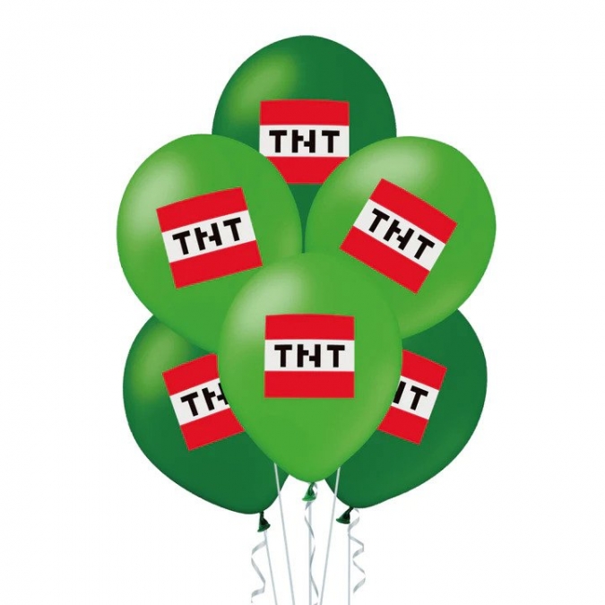 Комплект балони с печат Майнкрафт/ТНТ, 30 см., 12 бр. в опаковка, микс цветове /Pp/