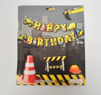 Банер гирлянд Строителни машини, Happy Birthday, 2,5м. /Gx/