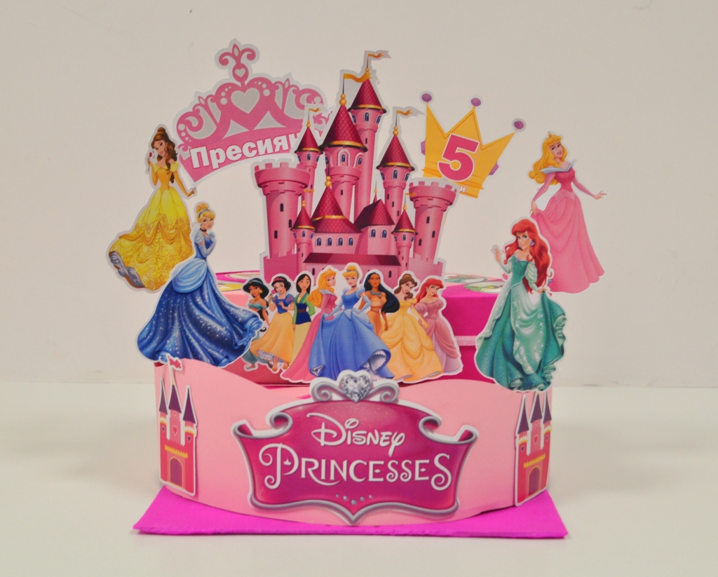 3Д Хартиена торта с декорация и персонализация Принцесите на Дисни