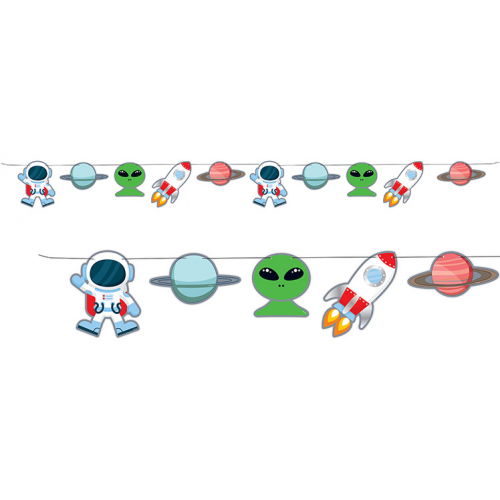 Банер гирлянд за декорация Космос, 10 фигури, 2,50 м дължина