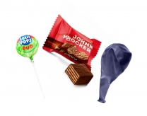 Мини вафличка, близалка и балон, пълнеж за парче хартиена торта