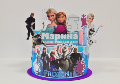 3Д Хартиена торта с персонализация Елза и Ана Замръзналото Кралство