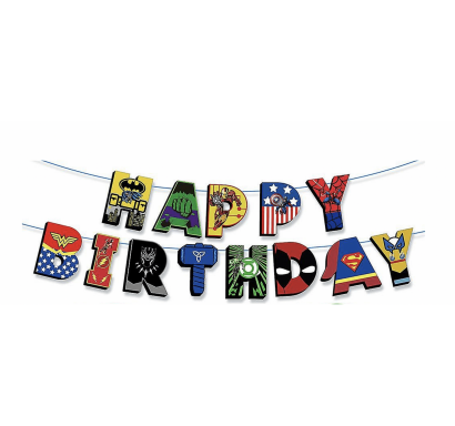 Банер гирлянд Отмъстителите/Avengers, Happy Birthday, 2,5м. /Pe/