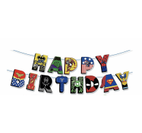 Банер гирлянд Отмъстителите/Avengers, Happy Birthday, 2,5м. /Pe/