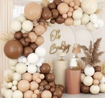 Комплект за арка 123 бр. балони в кафяво, бяло и лате /Tm/