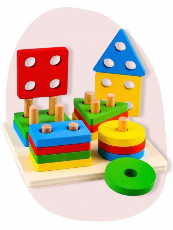 Образователна и креативна игра "Сортер - Форми и цветове", дърво /Km/