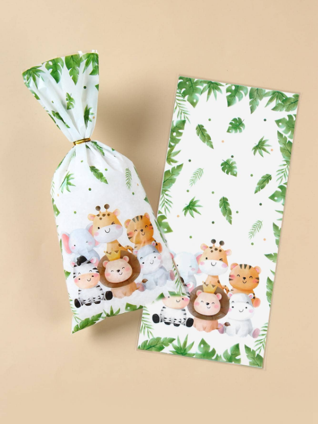 Подаръчни торбички, пликове за сладки Джунгла, сафари,12х27см, 25 бр. в опаковка /Ch/