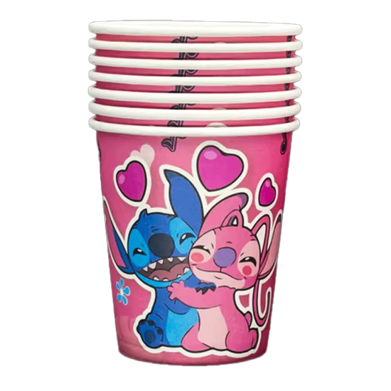 Хартиена чашка 240 мл Стич и Ейнджъл, 10 бр. в пакет /Gx/