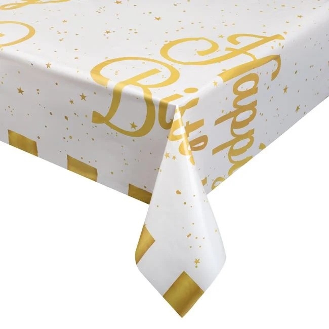 Покривка със златни звезди и надпис Happy Birthday, 120х180 см /mb/