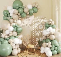 Комплект за арка 107 бр. балони в зелено, лате и бяло /Ch/