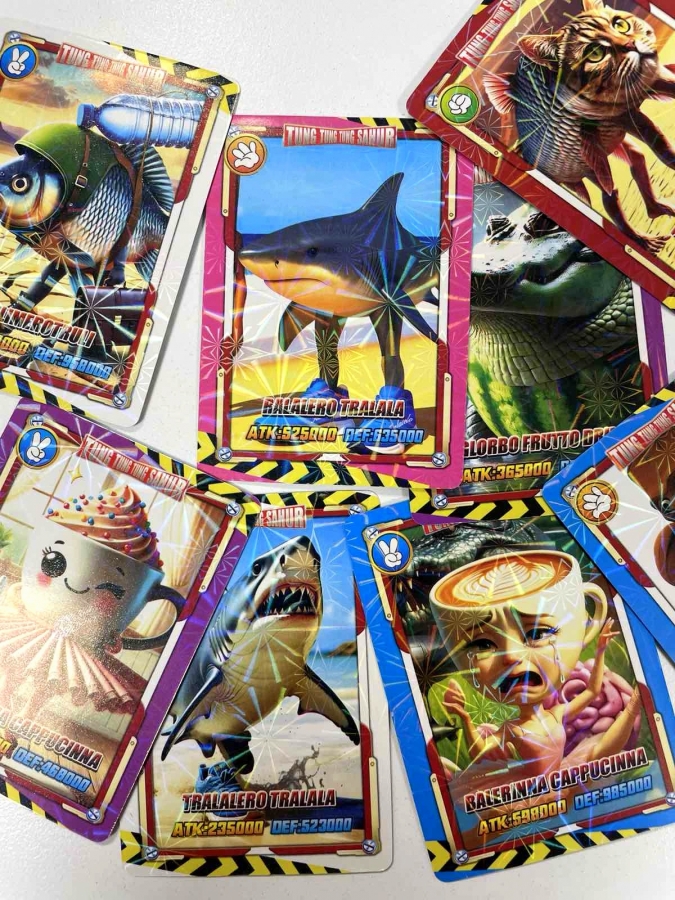 Пакет 8 холограмни колекционерски карти, Балерина Капучино, Tung Tung Sahur /Li/