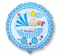 Фолиев балон Бебе момче количка / Baby Buggy Boy 40 см, Flexmetal /Gd/