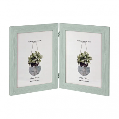 Фоторамка, настолна за 2 снимки, цвят резеда, 20x15см /Km/