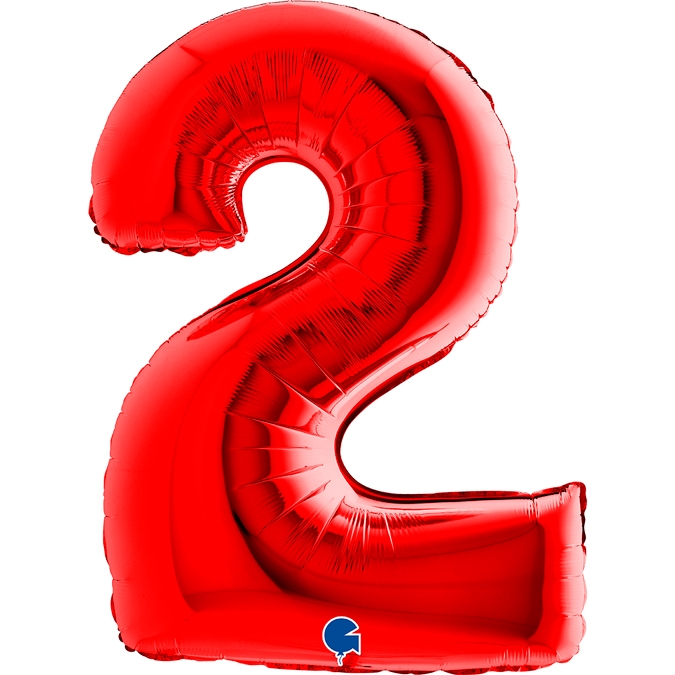 Фолиев балон цифра 4, цвят червен, 102см, Grabo Италия