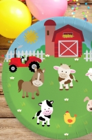 Комплект хартиена парти чинийка и чашка Животни от фермата, /Farm Animals/, 8 бр. в опаковка /Tr/