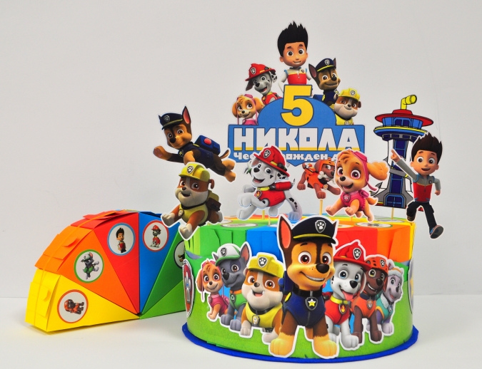 3Д Хартиена торта с персонализация Пес Патрул